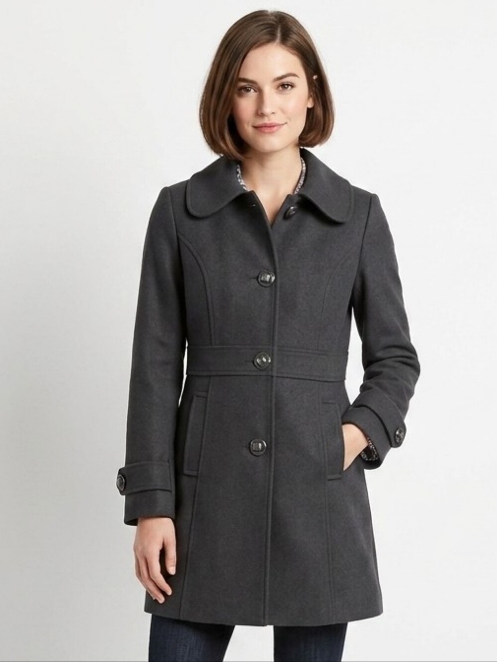 Anthro Tulle Peter Pan Collar Wool Day Coat XS